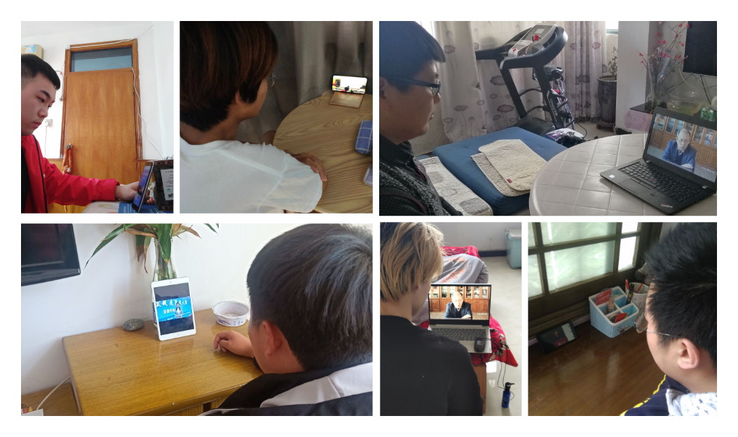 19级学生在认真学习观看